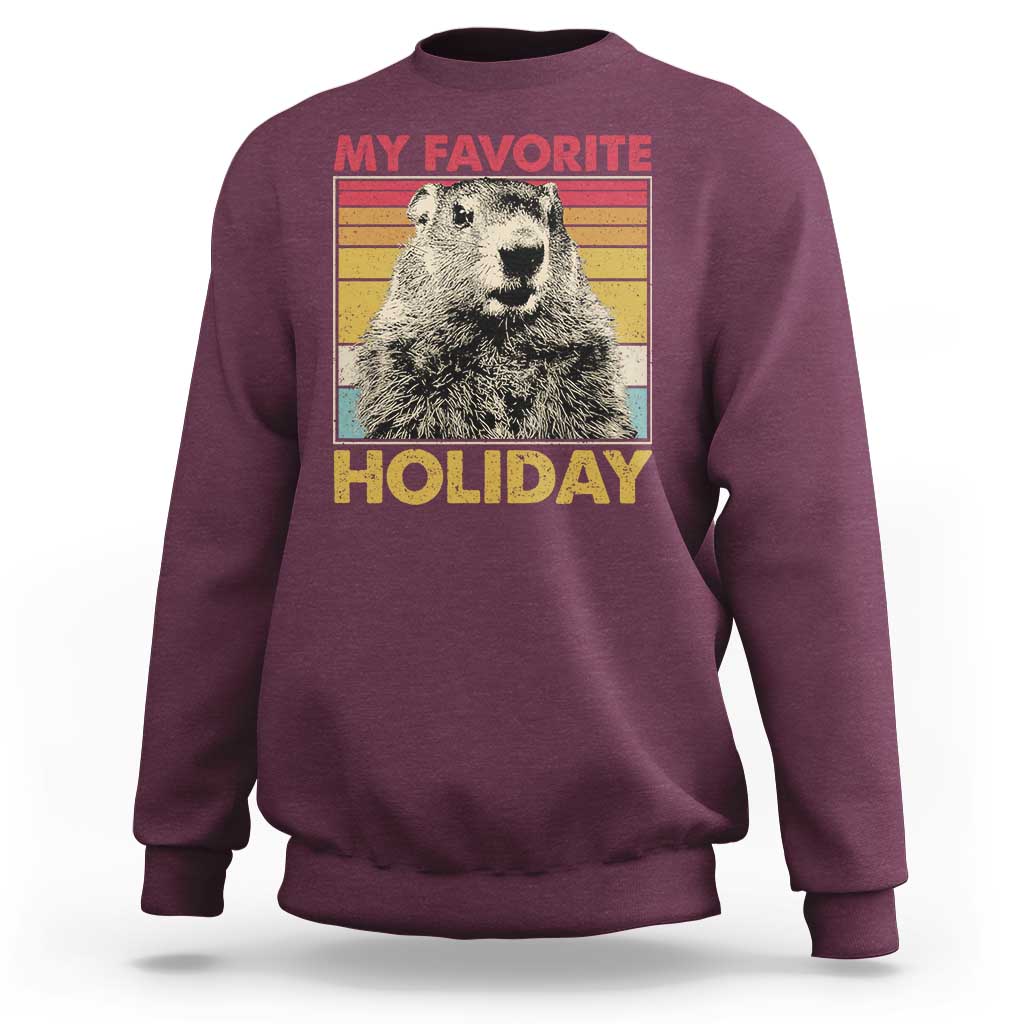 Groundhog Day Sweatshirt Retro My Favorite Holiday Retro Woodchuck