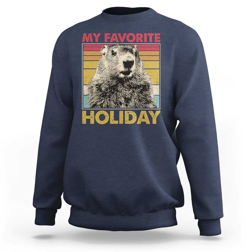 Groundhog Day Sweatshirt Retro My Favorite Holiday Retro Woodchuck