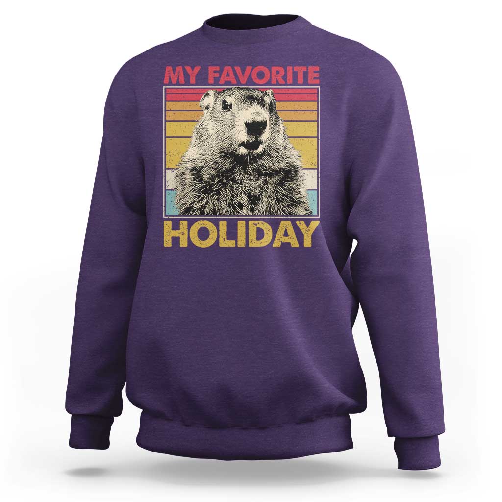 Groundhog Day Sweatshirt Retro My Favorite Holiday Retro Woodchuck