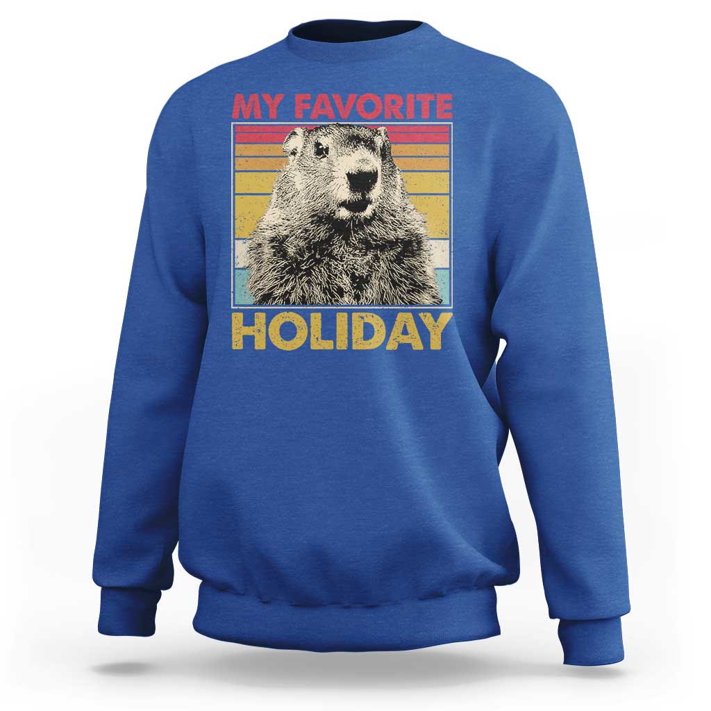 Groundhog Day Sweatshirt Retro My Favorite Holiday Retro Woodchuck