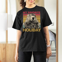 Groundhog Day T Shirt For Women Retro My Favorite Holiday Retro Woodchuck