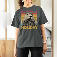 Groundhog Day T Shirt For Women Retro My Favorite Holiday Retro Woodchuck