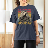 Groundhog Day T Shirt For Women Retro My Favorite Holiday Retro Woodchuck