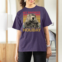Groundhog Day T Shirt For Women Retro My Favorite Holiday Retro Woodchuck