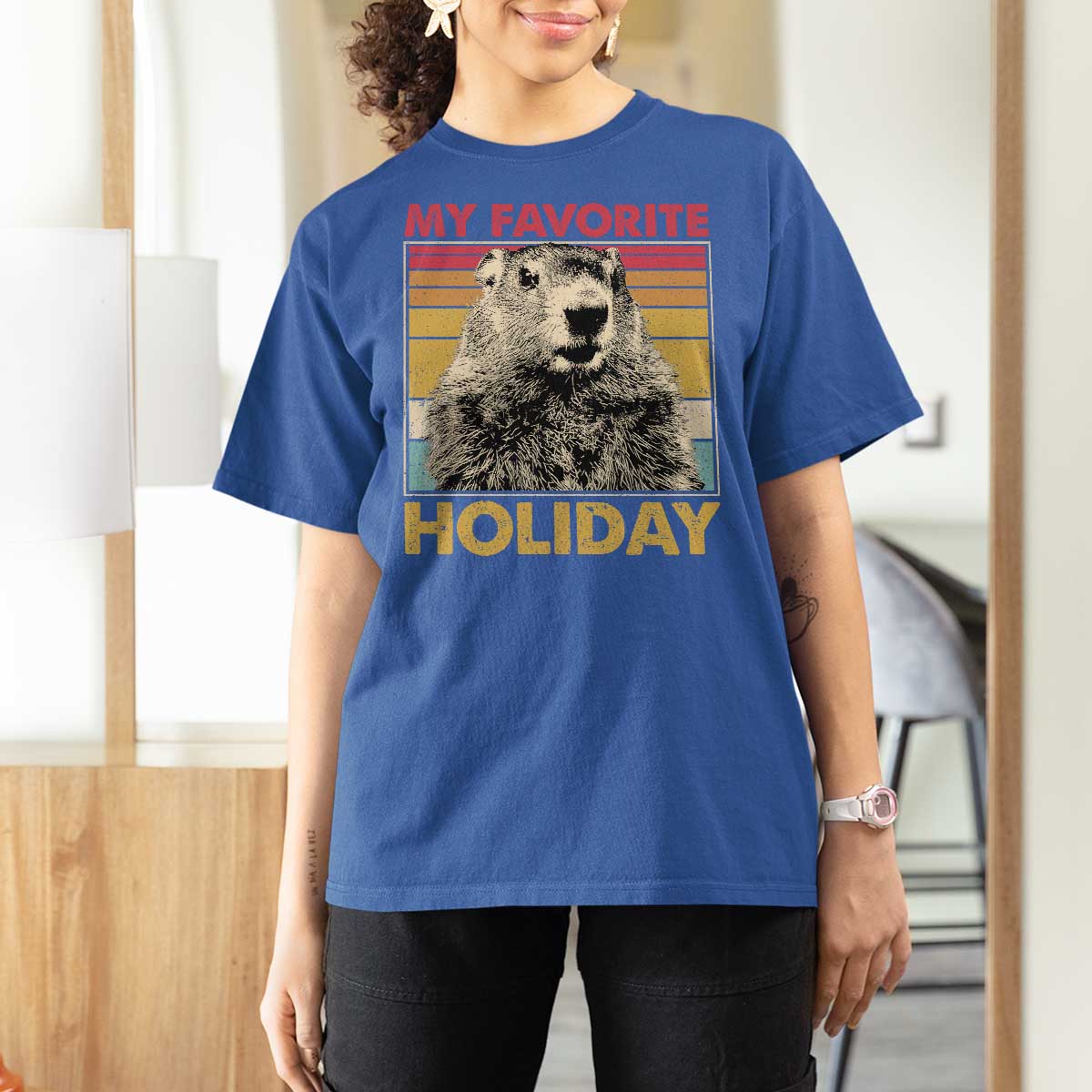 Groundhog Day T Shirt For Women Retro My Favorite Holiday Retro Woodchuck