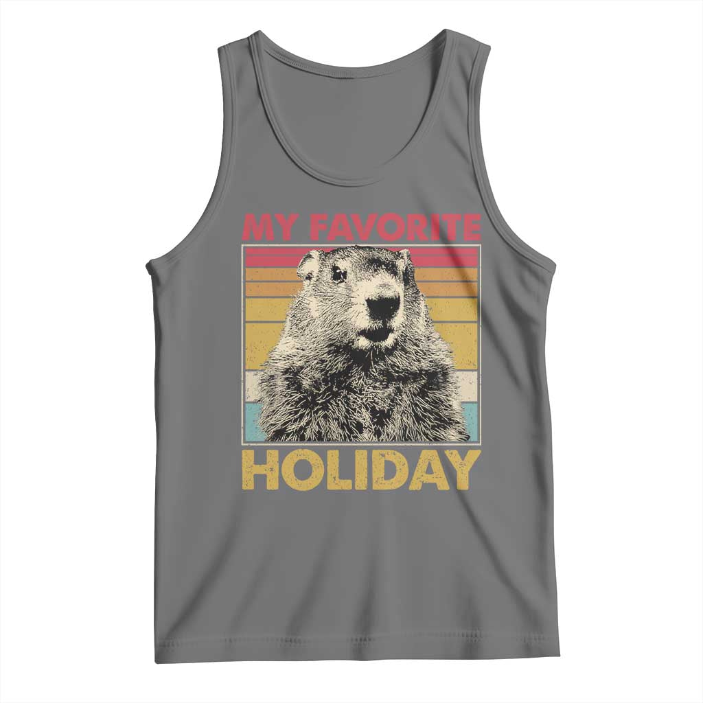 Groundhog Day Tank Top Retro My Favorite Holiday Retro Woodchuck