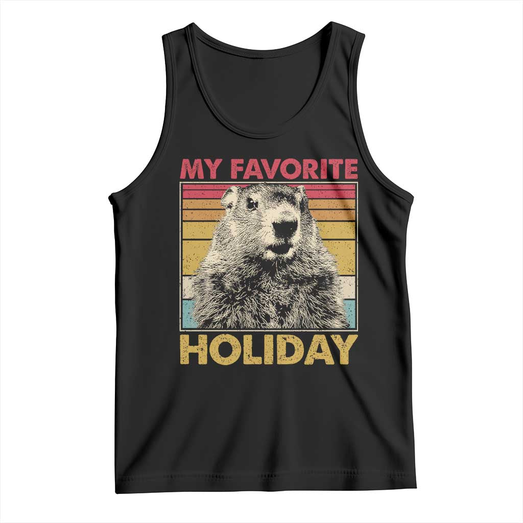 Groundhog Day Tank Top Retro My Favorite Holiday Retro Woodchuck