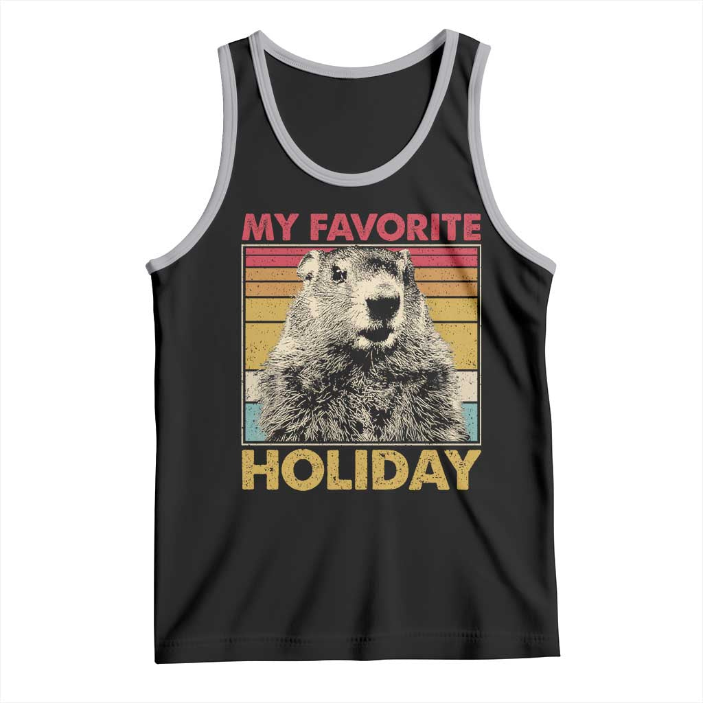 Groundhog Day Tank Top Retro My Favorite Holiday Retro Woodchuck