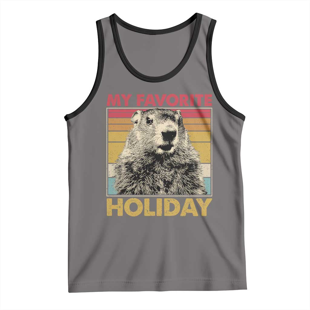 Groundhog Day Tank Top Retro My Favorite Holiday Retro Woodchuck