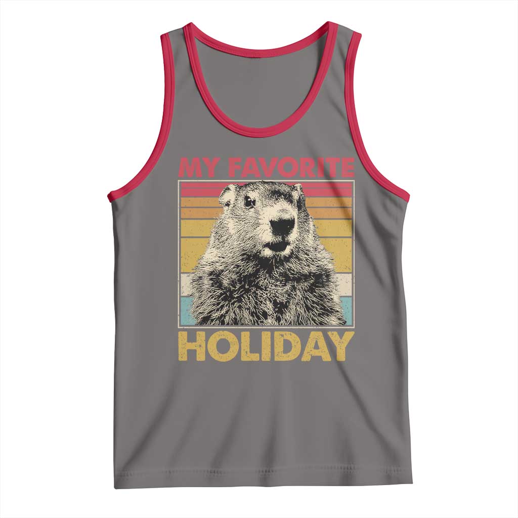 Groundhog Day Tank Top Retro My Favorite Holiday Retro Woodchuck