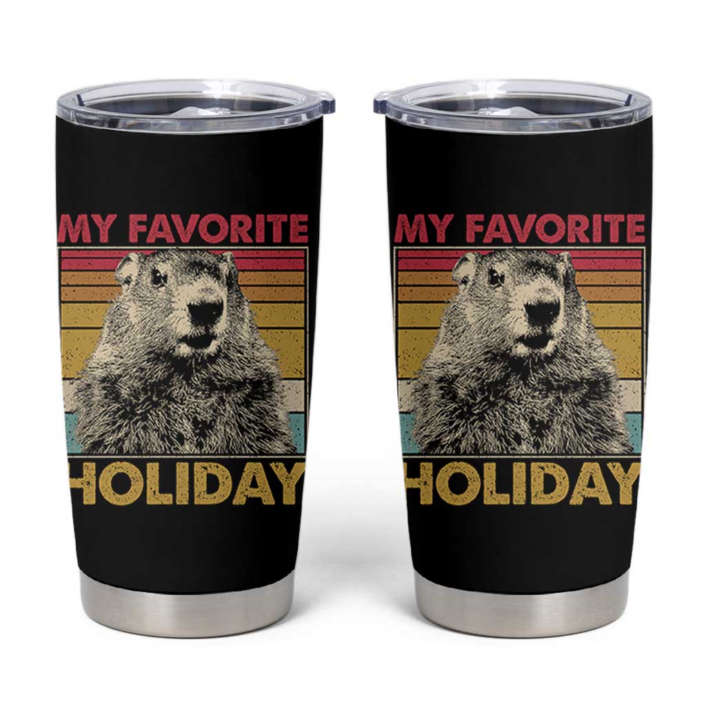 Groundhog Day Tumbler Cup Retro My Favorite Holiday Retro Woodchuck