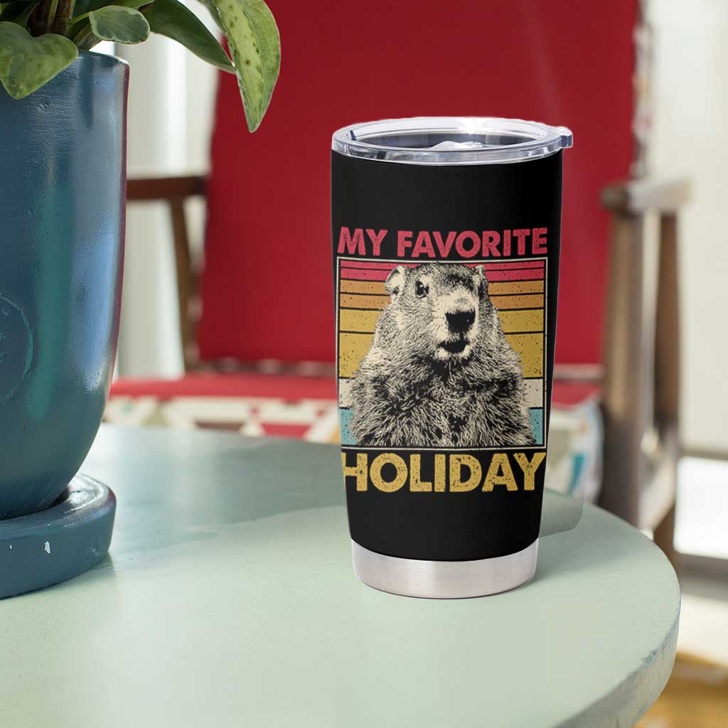 Groundhog Day Tumbler Cup Retro My Favorite Holiday Retro Woodchuck