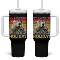 Groundhog Day Tumbler With Handle Retro My Favorite Holiday Retro Woodchuck
