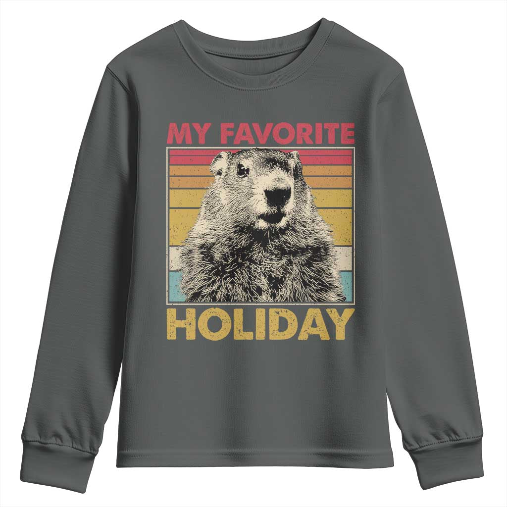 Groundhog Day Youth Sweatshirt Retro My Favorite Holiday Retro Woodchuck