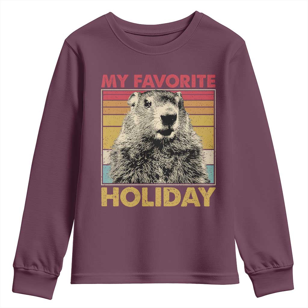 Groundhog Day Youth Sweatshirt Retro My Favorite Holiday Retro Woodchuck