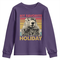 Groundhog Day Youth Sweatshirt Retro My Favorite Holiday Retro Woodchuck