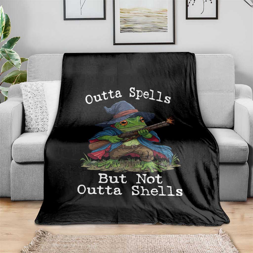 Wizard Frog Meme Throw Blanket Outta Spells But Not Outta Shells - Wonder Print Shop