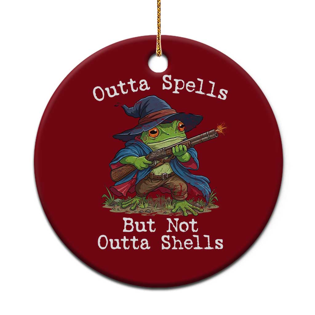 Wizard Frog Meme Ceramic Ornament Outta Spells But Not Outta Shells - Wonder Print Shop