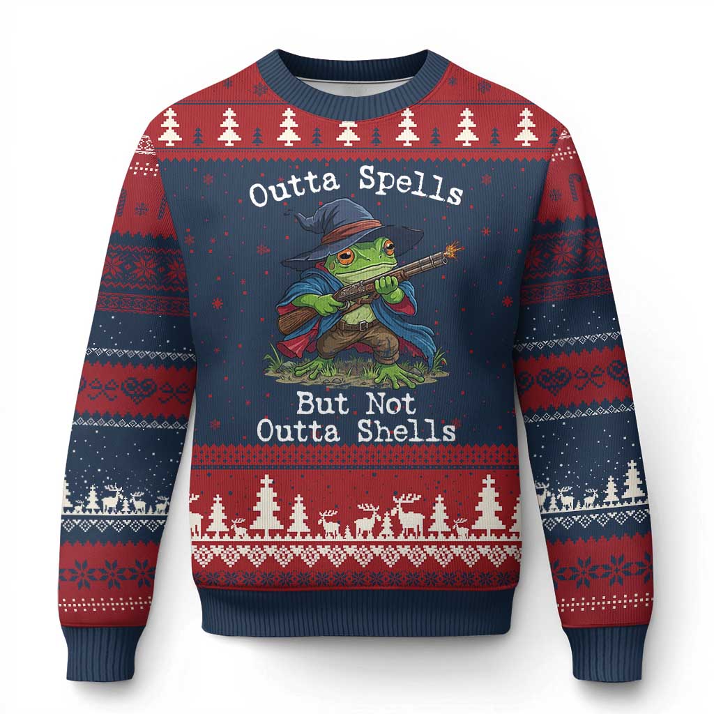 Wizard Frog Meme Ugly Christmas Sweater Outta Spells But Not Outta Shells - Wonder Print Shop