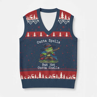 Wizard Frog Meme V-Neck Knit Sweater Vest Outta Spells But Not Outta Shells - Wonder Print Shop