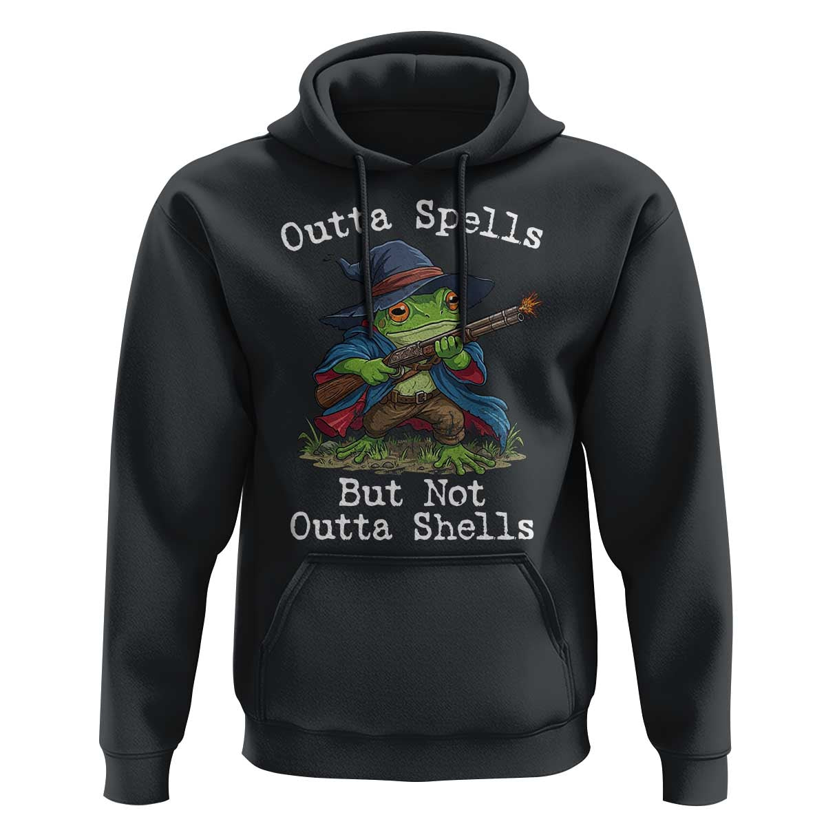 Wizard Frog Meme Hoodie Outta Spells But Not Outta Shells - Wonder Print Shop
