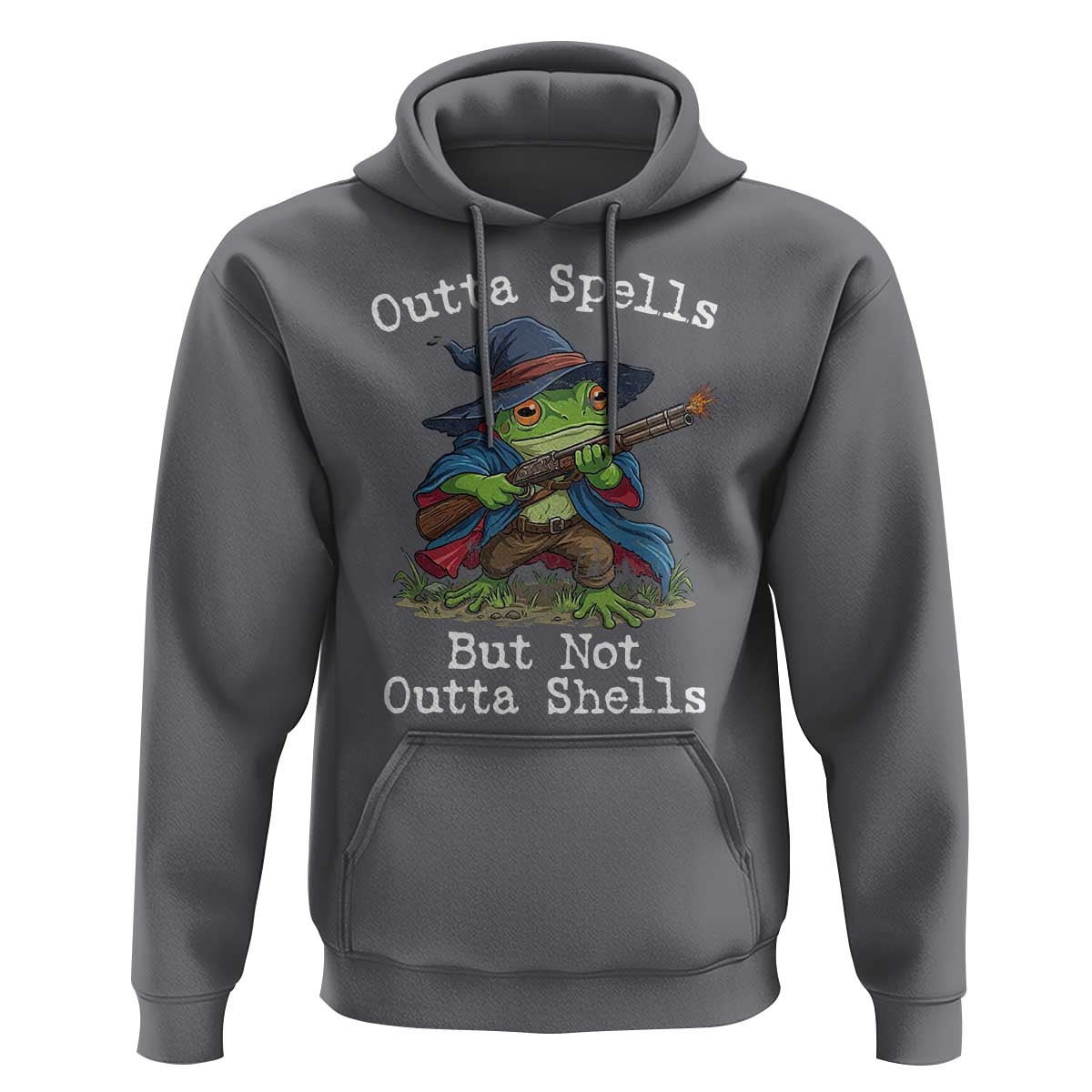 Wizard Frog Meme Hoodie Outta Spells But Not Outta Shells - Wonder Print Shop