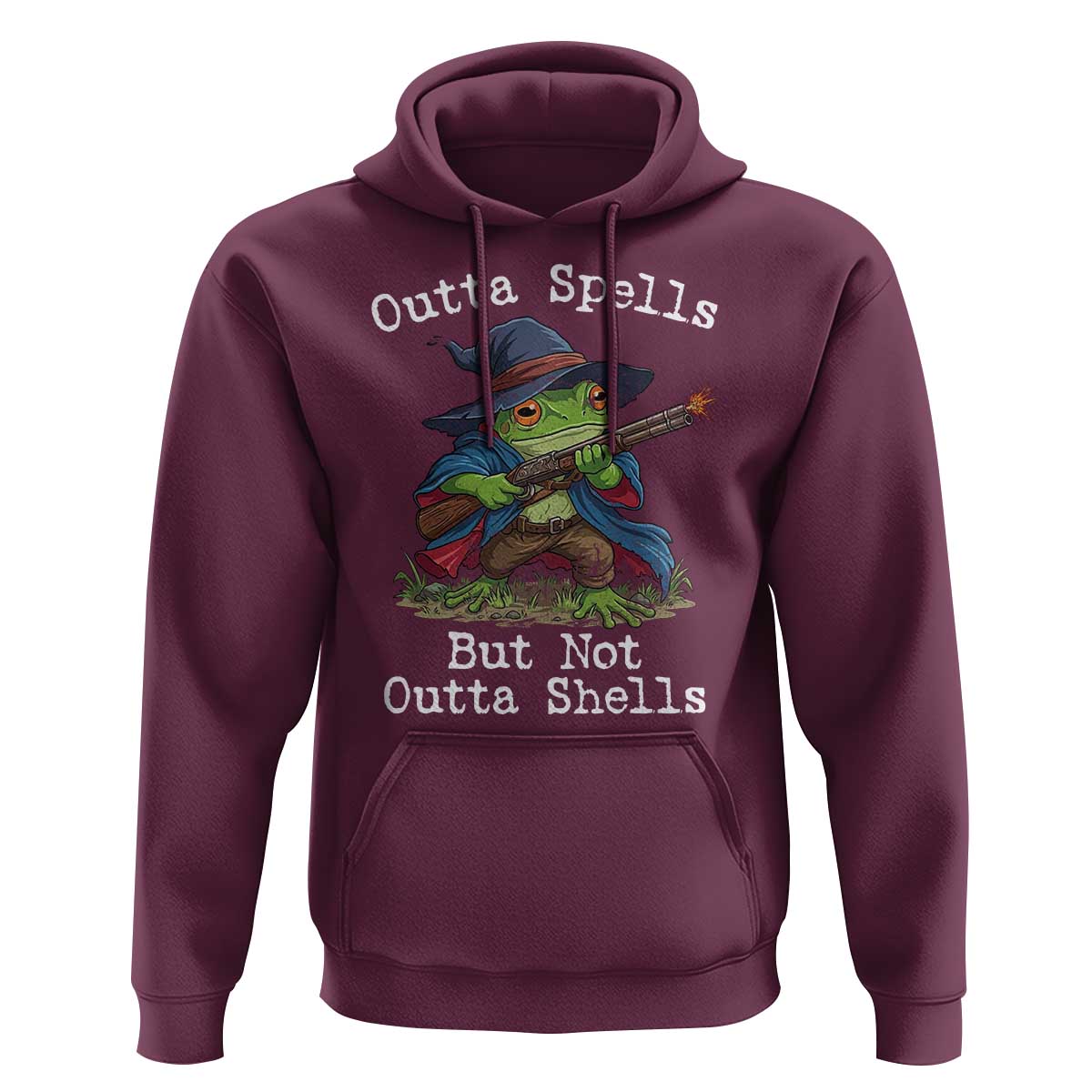 Wizard Frog Meme Hoodie Outta Spells But Not Outta Shells - Wonder Print Shop