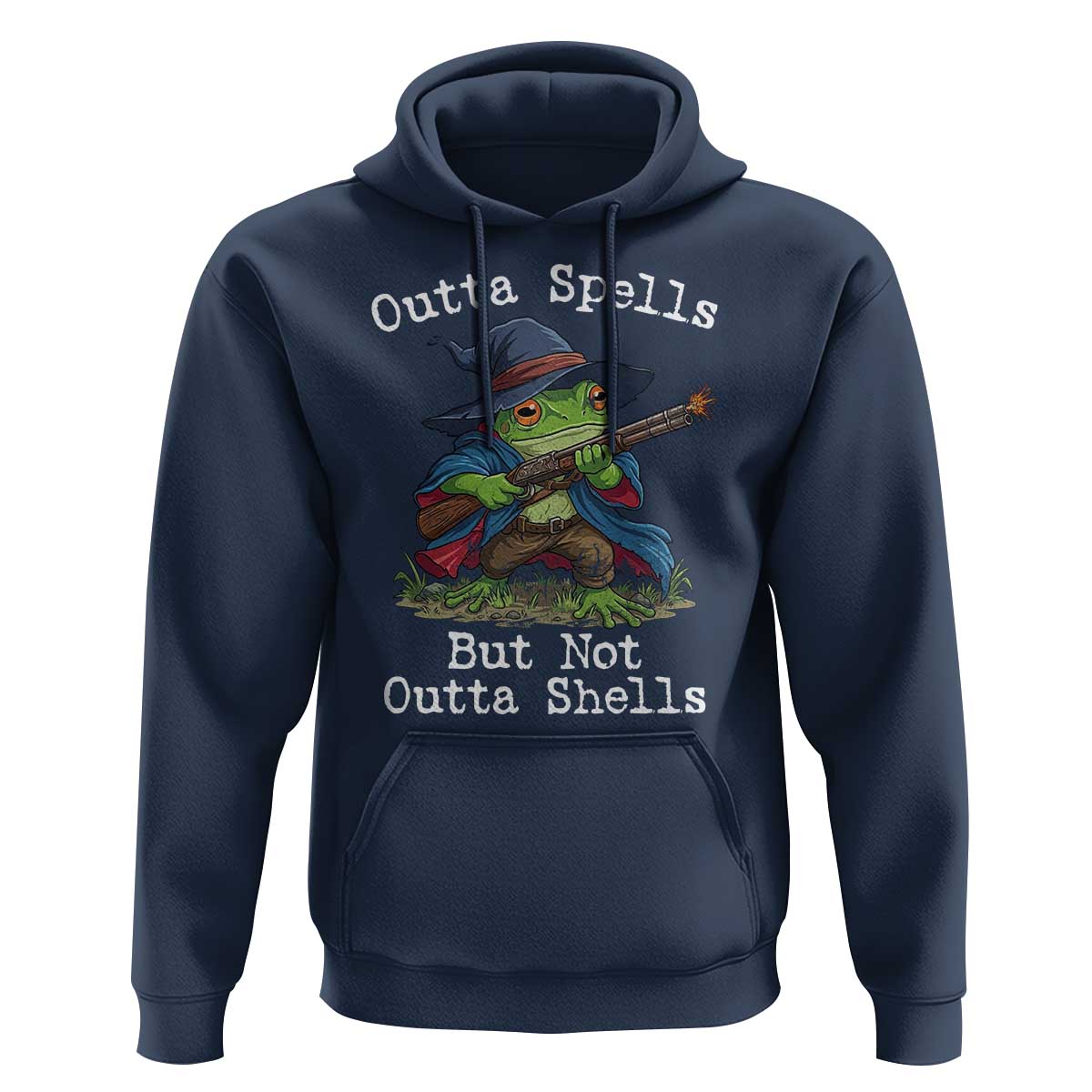 Wizard Frog Meme Hoodie Outta Spells But Not Outta Shells - Wonder Print Shop