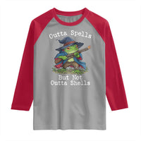 Wizard Frog Meme Raglan Shirt Outta Spells But Not Outta Shells - Wonder Print Shop