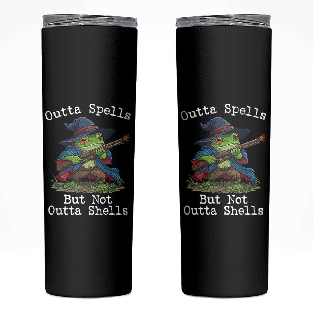 Wizard Frog Meme Skinny Tumbler Outta Spells But Not Outta Shells - Wonder Print Shop