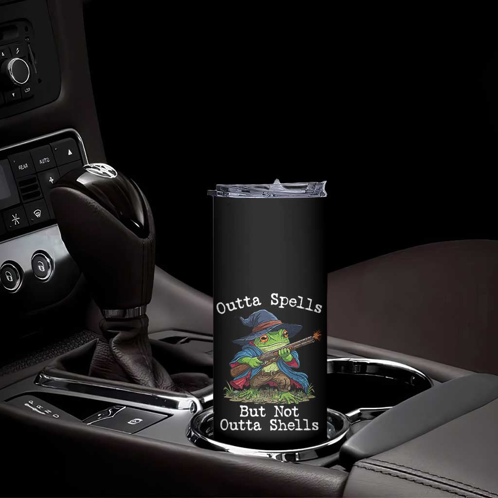 Wizard Frog Meme Skinny Tumbler Outta Spells But Not Outta Shells - Wonder Print Shop