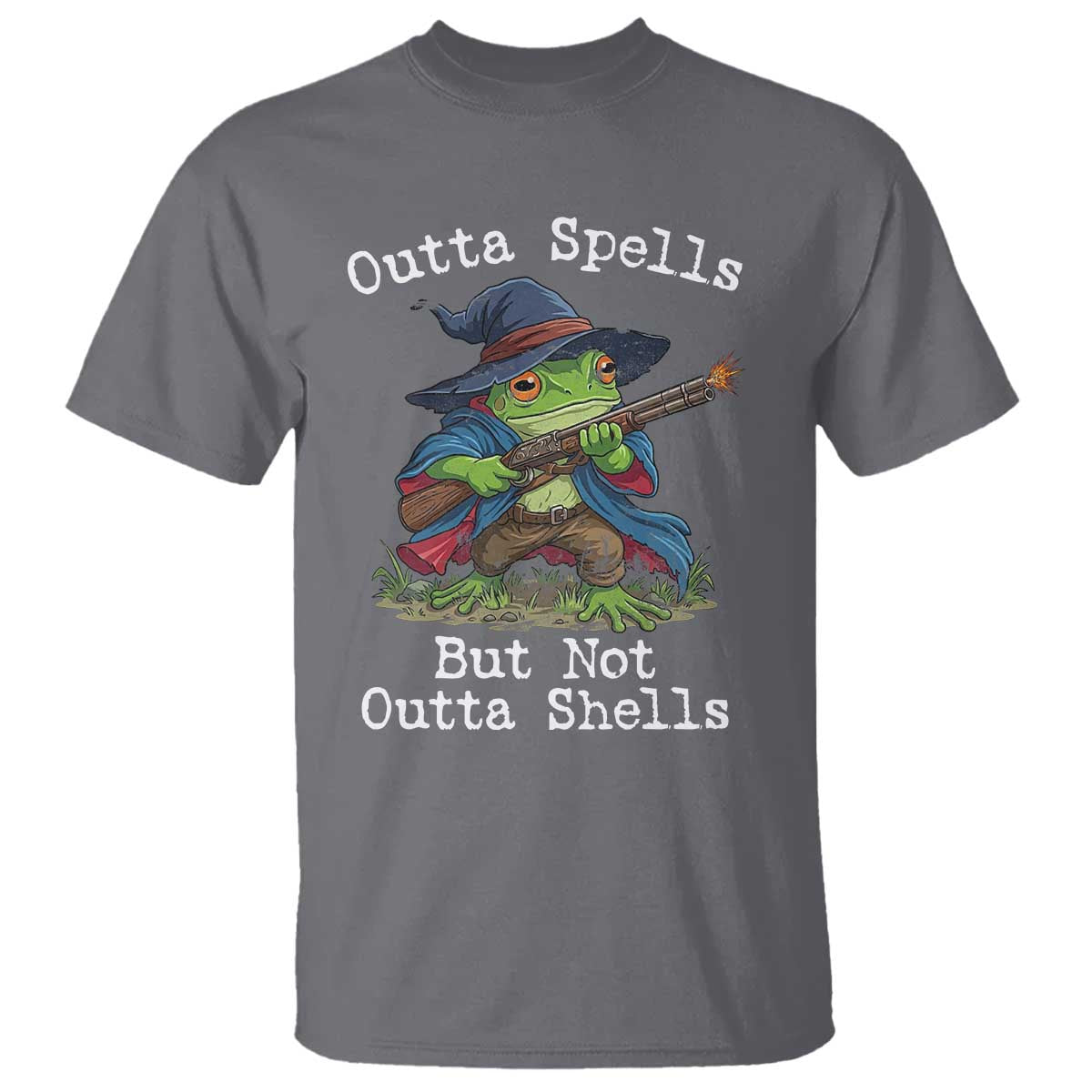 Wizard Frog Meme T Shirt Outta Spells But Not Outta Shells - Wonder Print Shop