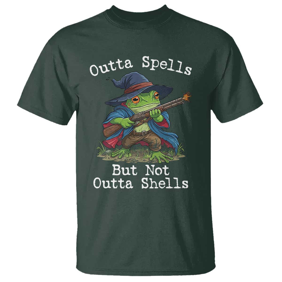 Wizard Frog Meme T Shirt Outta Spells But Not Outta Shells - Wonder Print Shop