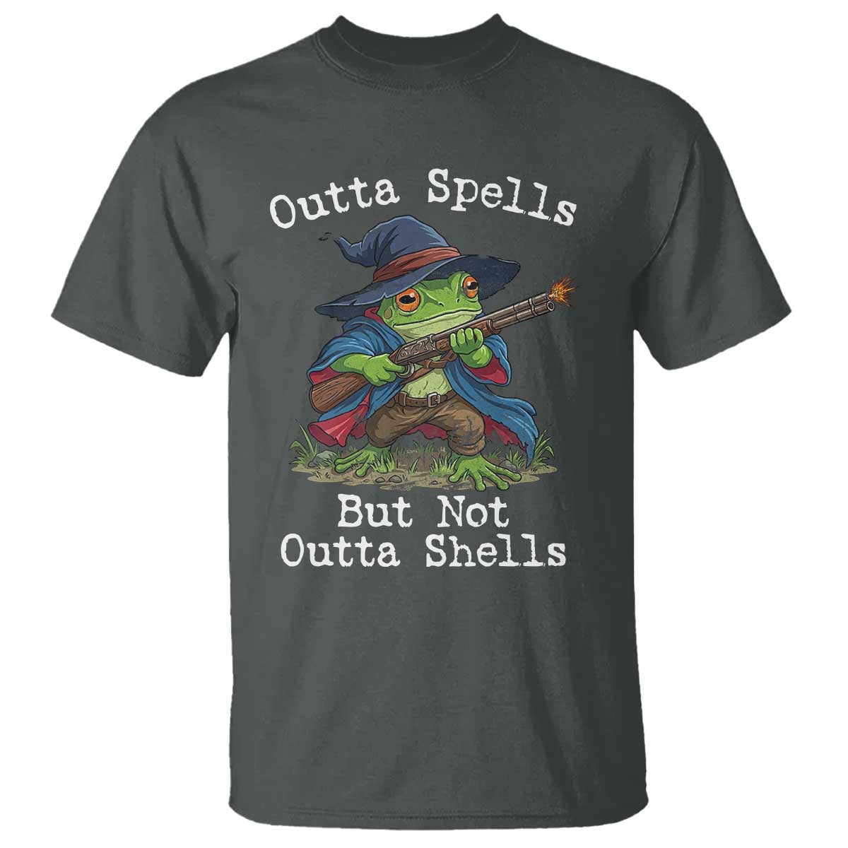 Wizard Frog Meme T Shirt Outta Spells But Not Outta Shells - Wonder Print Shop