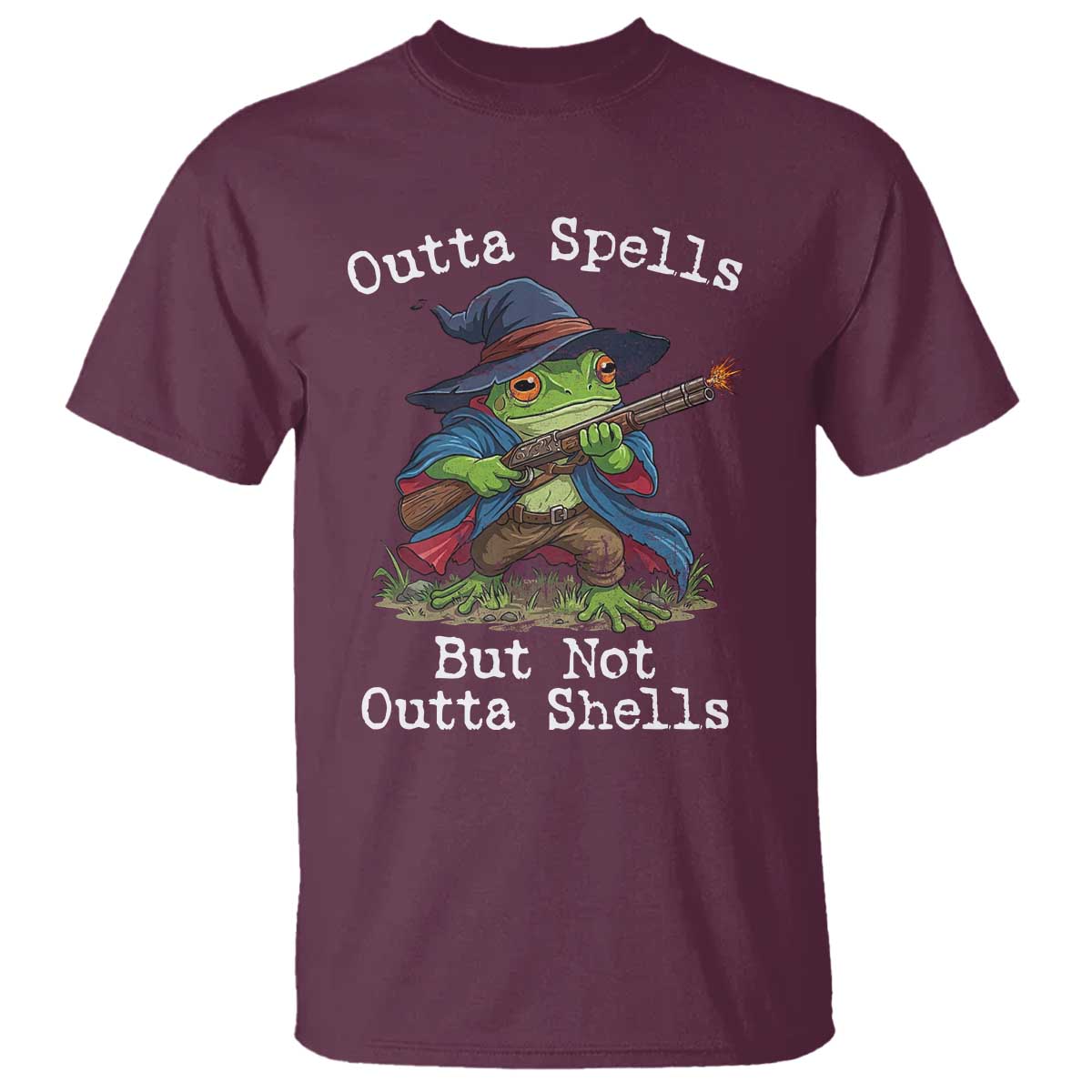 Wizard Frog Meme T Shirt Outta Spells But Not Outta Shells - Wonder Print Shop