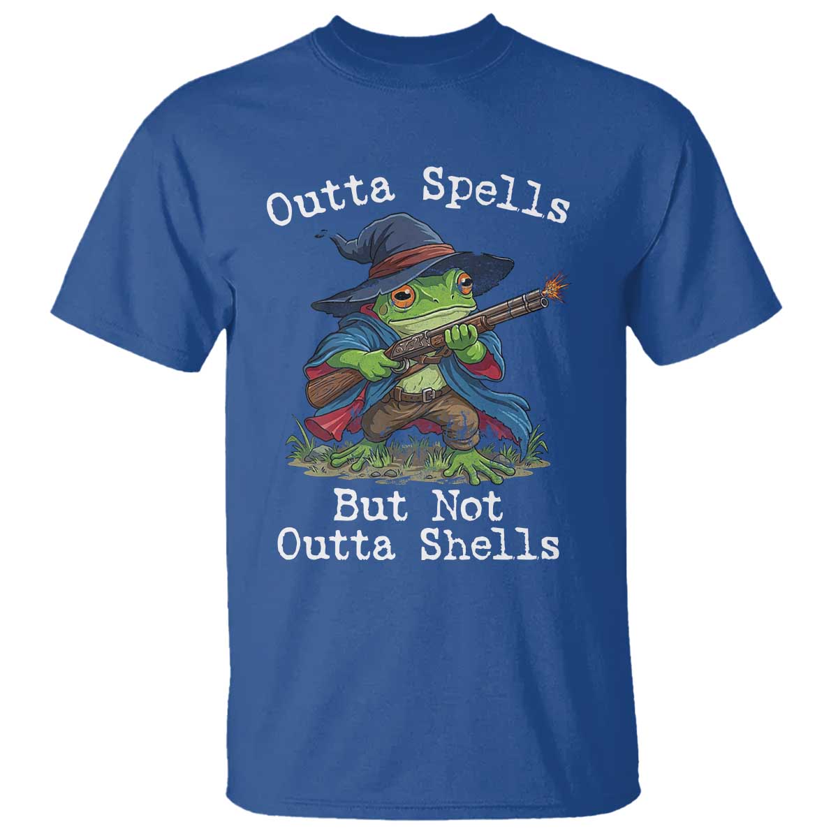 Wizard Frog Meme T Shirt Outta Spells But Not Outta Shells - Wonder Print Shop