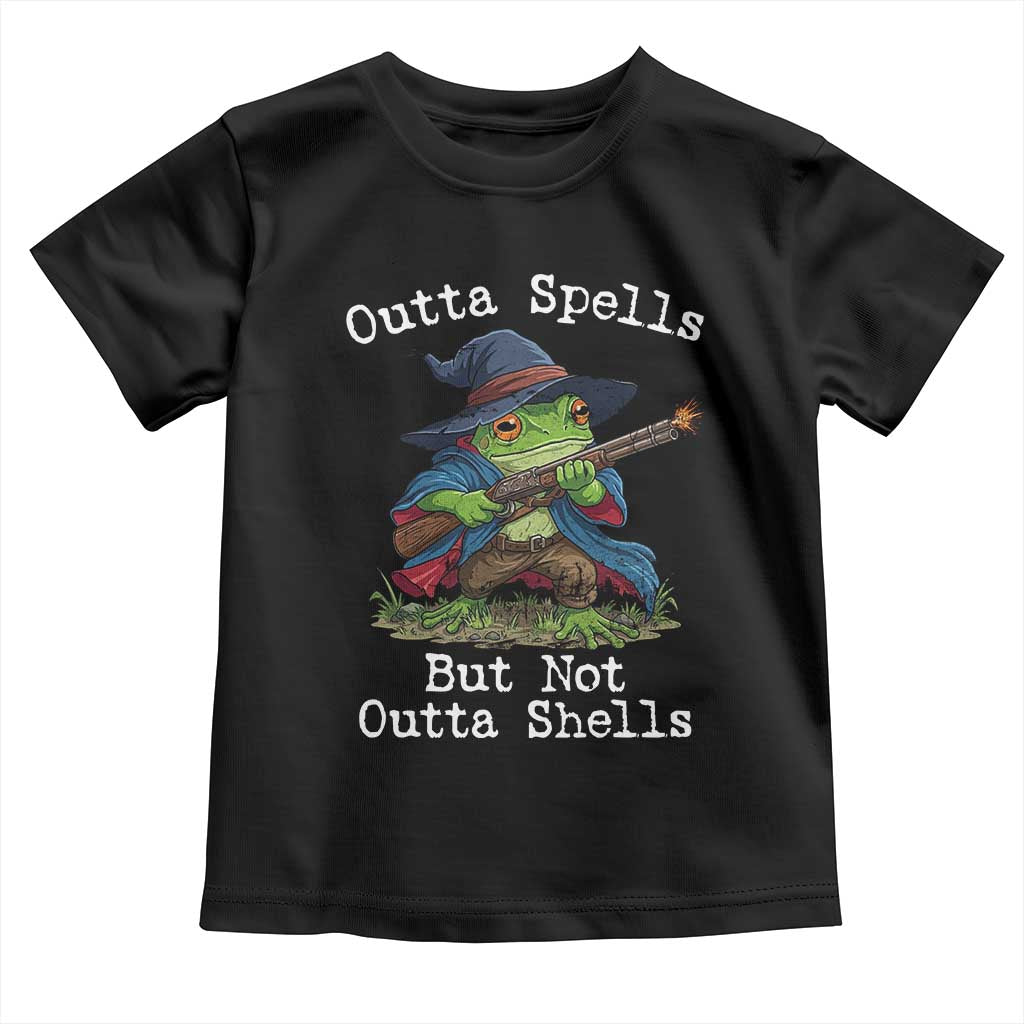 Wizard Frog Meme Toddler T Shirt Outta Spells But Not Outta Shells - Wonder Print Shop