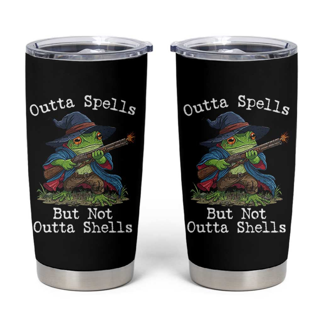 Wizard Frog Meme Tumbler Cup Outta Spells But Not Outta Shells - Wonder Print Shop