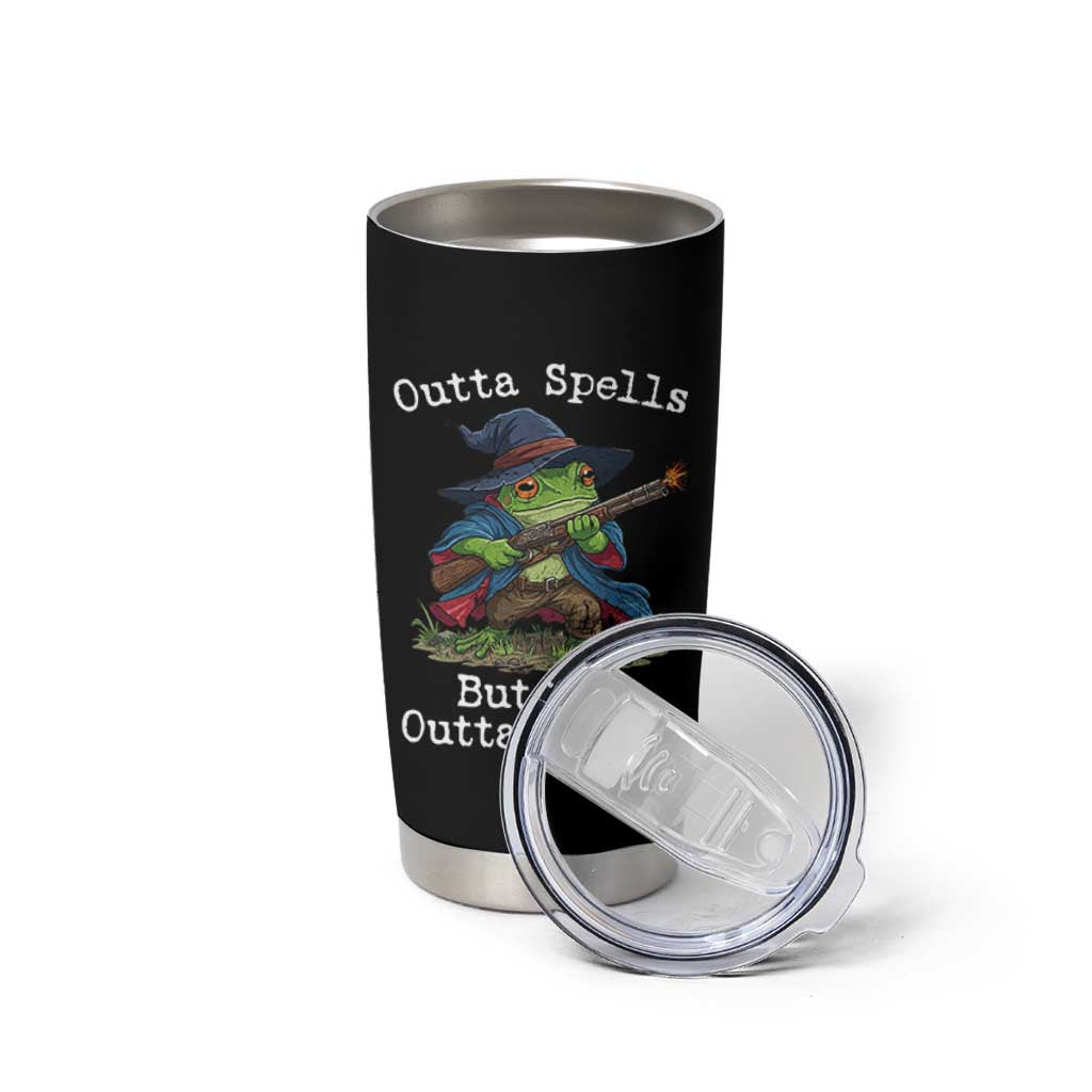 Wizard Frog Meme Tumbler Cup Outta Spells But Not Outta Shells - Wonder Print Shop
