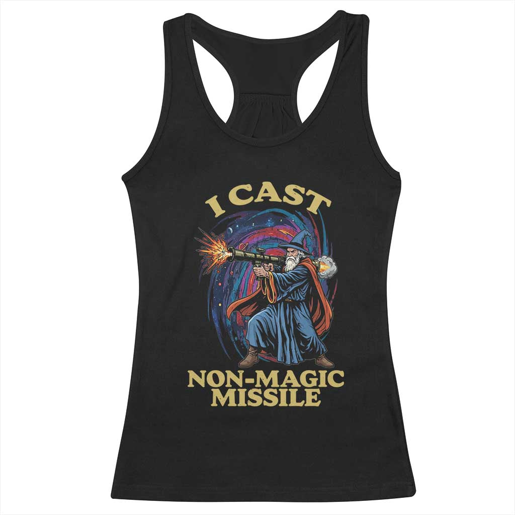 I Cast Non-Magic Missile Funny Wizard Parody Meme Racerback Tank Top - Wonder Print Shop