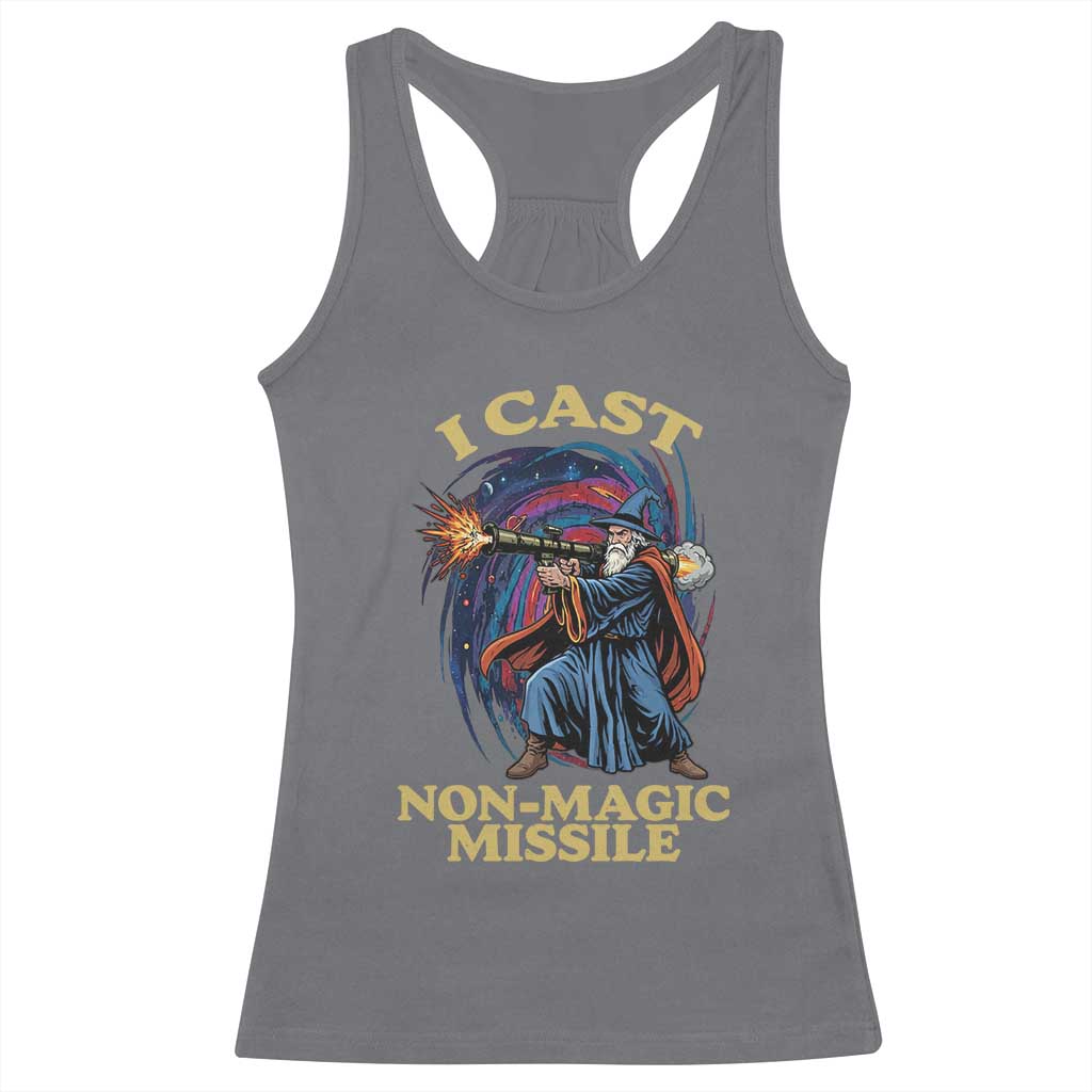 I Cast Non-Magic Missile Funny Wizard Parody Meme Racerback Tank Top - Wonder Print Shop