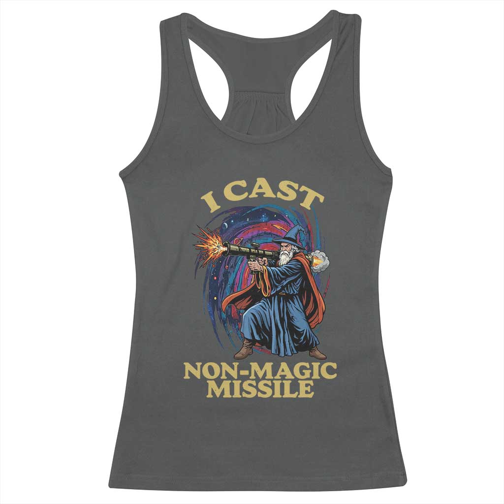 I Cast Non-Magic Missile Funny Wizard Parody Meme Racerback Tank Top - Wonder Print Shop