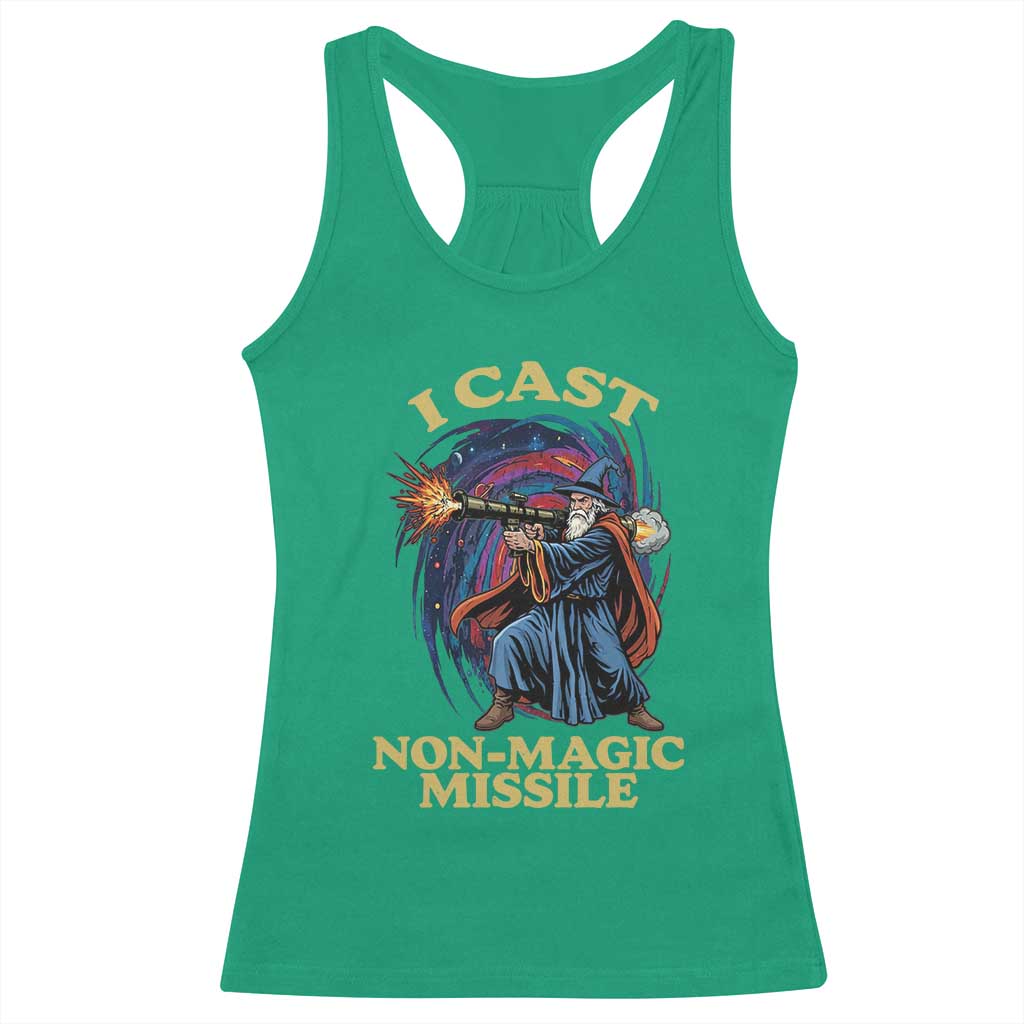 I Cast Non-Magic Missile Funny Wizard Parody Meme Racerback Tank Top - Wonder Print Shop