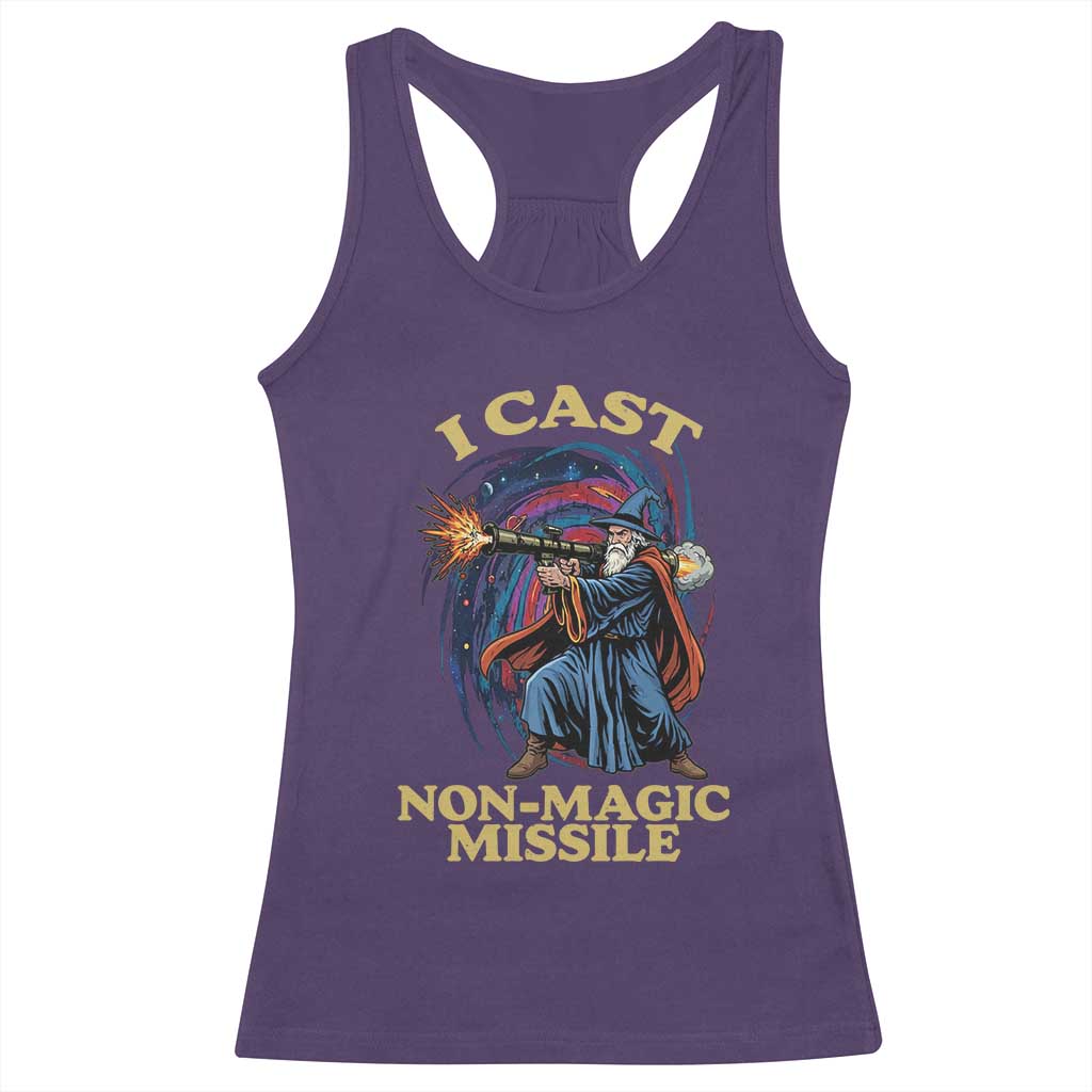 I Cast Non-Magic Missile Funny Wizard Parody Meme Racerback Tank Top - Wonder Print Shop