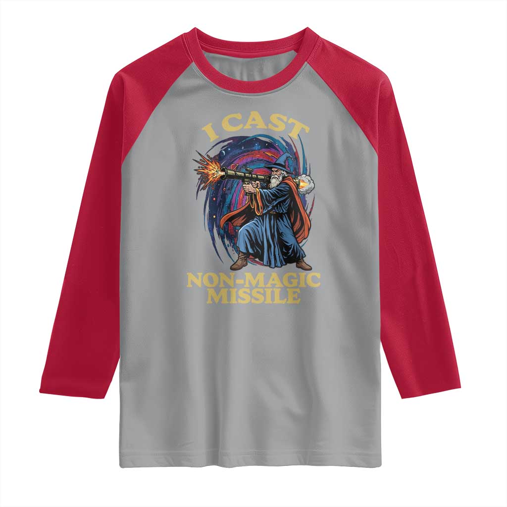 I Cast Non-Magic Missile Funny Wizard Parody Meme Raglan Shirt - Wonder Print Shop