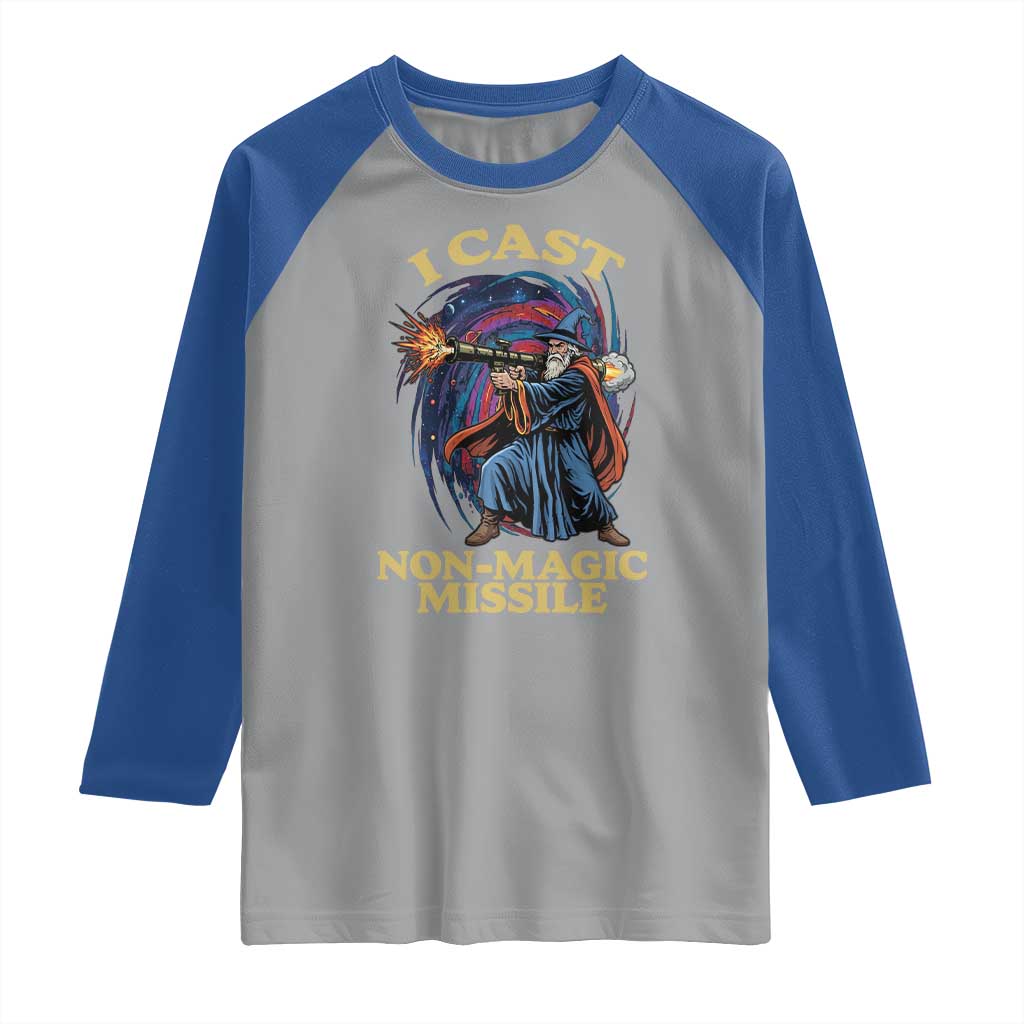 I Cast Non-Magic Missile Funny Wizard Parody Meme Raglan Shirt - Wonder Print Shop