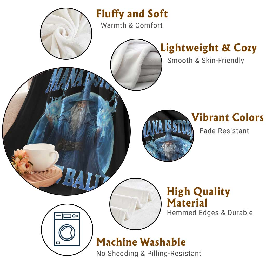 Funny Wizard Throw Blanket Mana is Stored in The Balls Magician Sorcerer Witcher - Wonder Print Shop