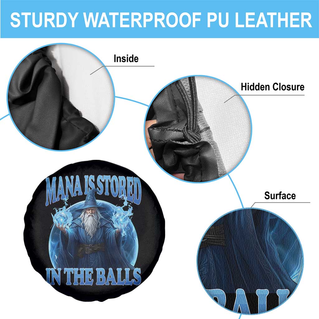 Funny Wizard Spare Tire Cover Mana is Stored in The Balls Magician Sorcerer Witcher - Wonder Print Shop