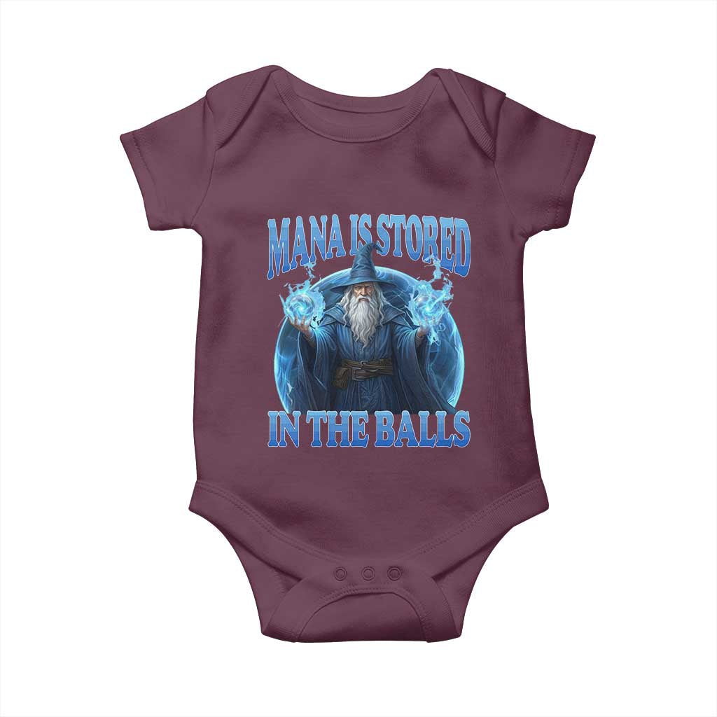 Funny Wizard Baby Onesie Mana is Stored in The Balls Magician Sorcerer Witcher - Wonder Print Shop