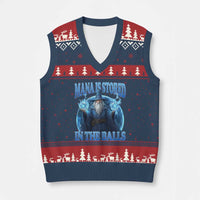 Funny Wizard V-Neck Knit Sweater Vest Mana is Stored in The Balls Magician Sorcerer Witcher - Wonder Print Shop